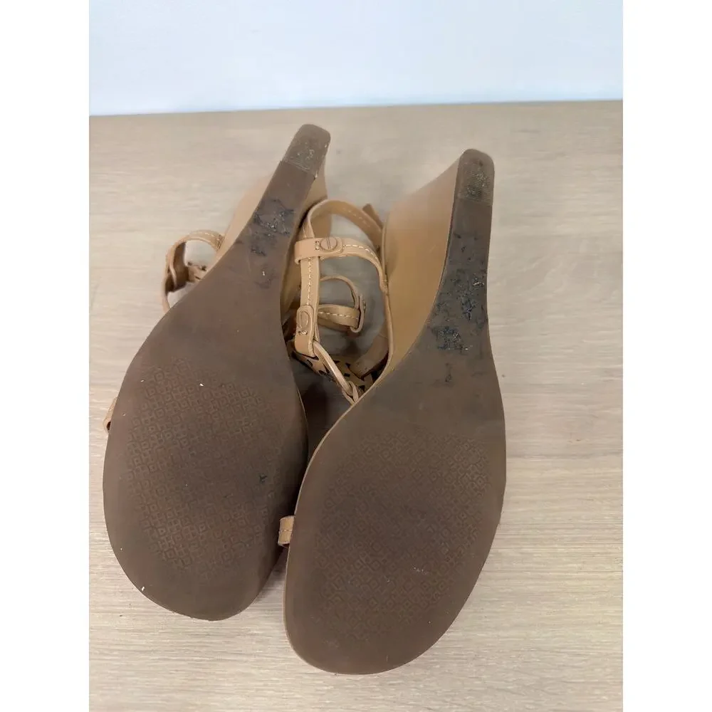 Tory Burch Miller Wedge Sandal Tan/Beige 7.5
